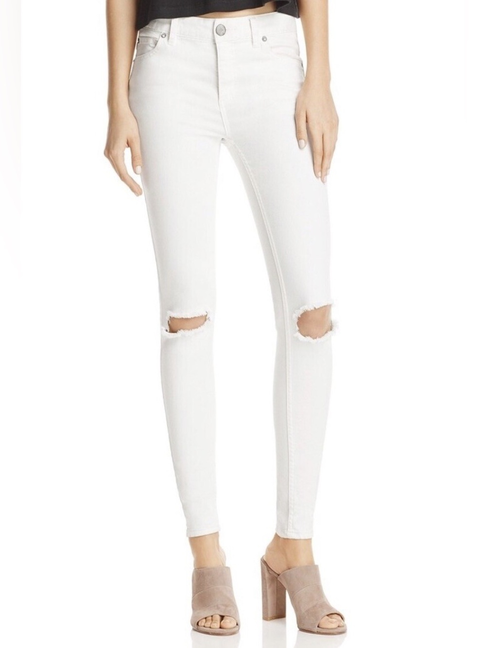 Free people Busted Knee Skinny Jeans White 29